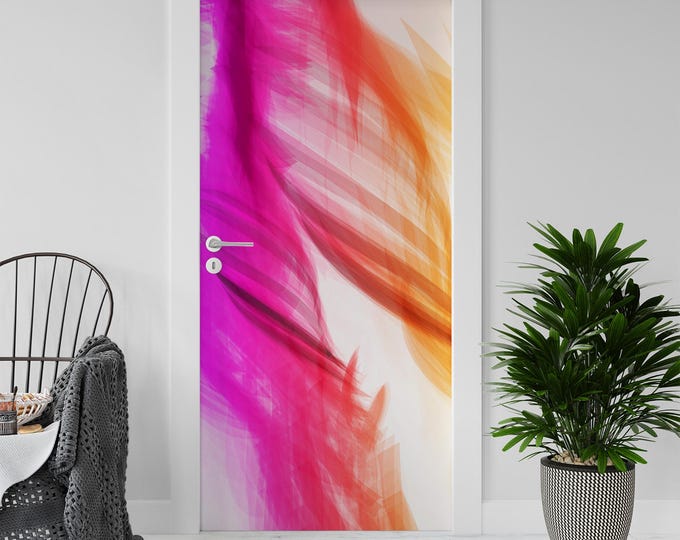 Sticker Decal for Door, Window, Fridge, Abstract Waves, Peel and Stick PVC Self-adhesive Wrap