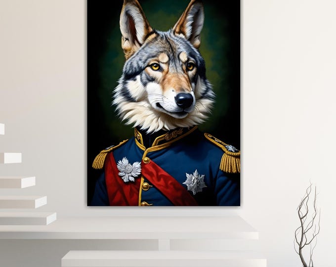 Wolf Noble Fashion Canvas Print: Pop Art Reproduction, Ready to Hang