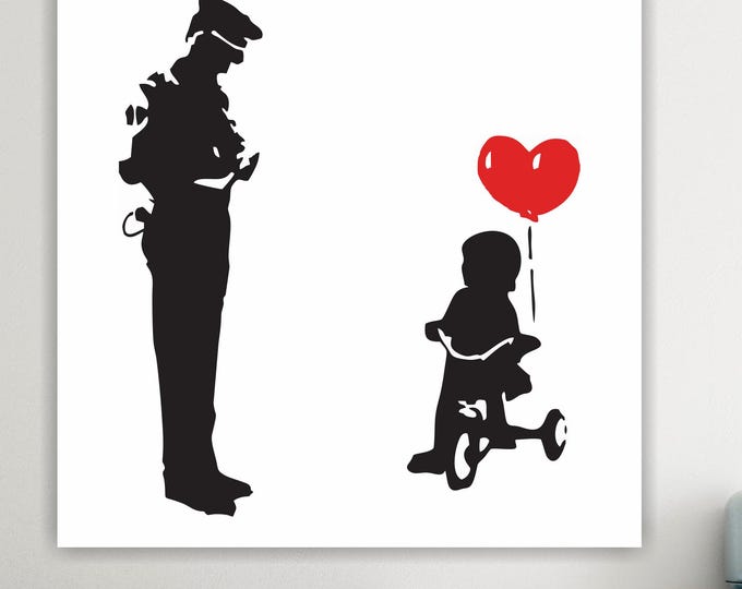 Graffiti Police Girl Banksy style, Art Reproduction Canvas Print: Pop Art