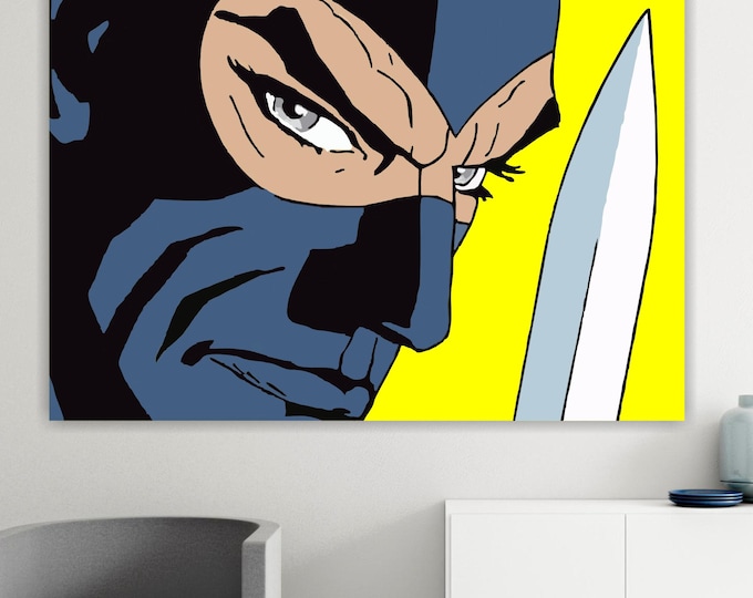 Diabolik Comic Canvas Print: Yellow Background, Ready to Hang or Rolled Canvas