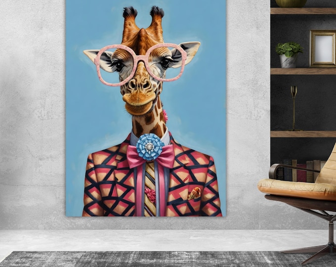 Giraffe Fashion Canvas Print: Pop Art Reproduction, Ready to Hang
