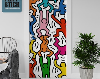 Sticker Decal for Door, Window, Fridge, Dancing Men Reproduction , Peel and Stick PVC