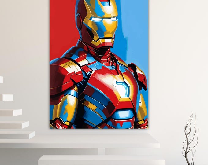 Iron Man Art Reproduction Canvas Print: Handmade Anime Art, Ready to Hang