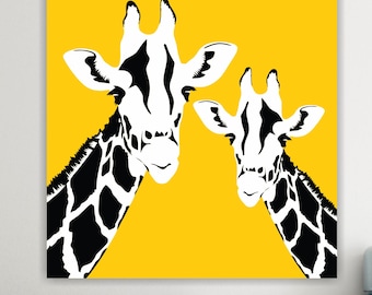 Giraffe Yellow Animals, Art Reproduction Canvas Print: Pop Art