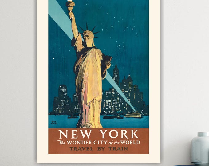 Vintage New York Train Artistic Reproduction Canvas Print: Handmade Movie art