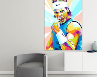 Rafael Nadal Portrait, Canvas Art Print: Reproduction on Canvas Ready to Hang