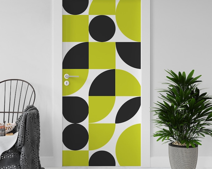 Sticker Decal for Door, Window, Fridge, Bauhaus Mondrian08, Peel and Stick PVC