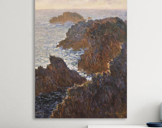 Monet Rocks Canvas Print: Art Reproduction, Ready to Hang or Rolled Canvas
