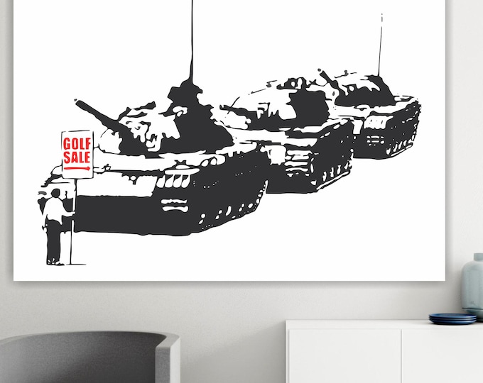 Graffiti Banksy Tanks, Art Reproduction, Print on canvas, poster or ready to hang