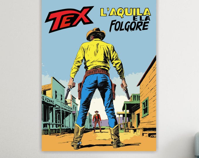 Tex Willer Comic Canvas Print: Vintage Italian Art Reproduction