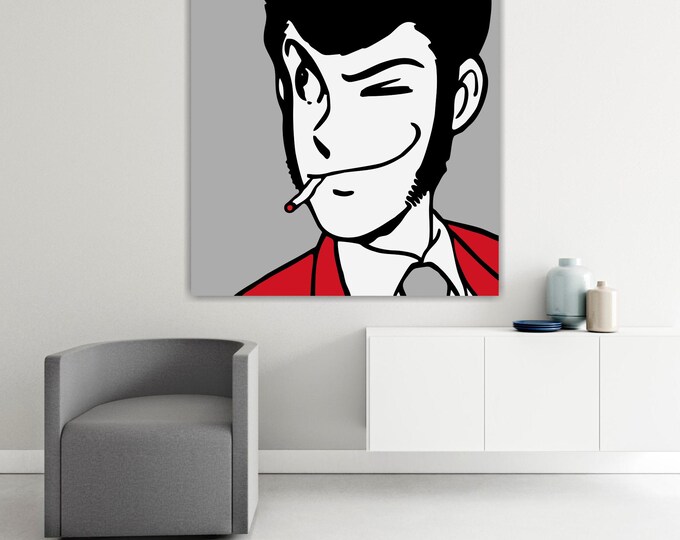 Lupin III Squared, Artistic Reproduction Canvas Print: Handmade Italian Art Ready to Hang