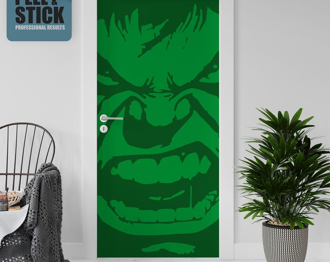 Sticker Decal for Door, SupeHero Hulk Reproduction, Peel and Stick PVC