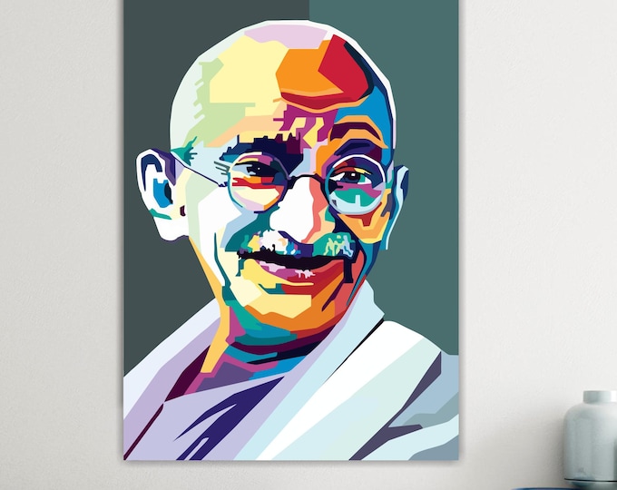 Gandhi Portrait, Canvas Art Print: Reproduction on Canvas Ready to Hang