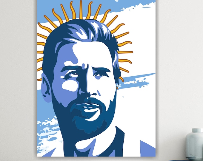 Messi Football Player Portrait, Canvas Art Print: Reproduction on Canvas Ready to Hang