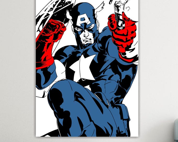 Captain America Canvas Print: Handmade Anime Art, Ready to Hang