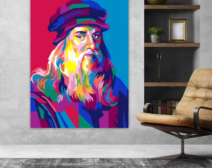 Leonardo da Vinci Portrait, Canvas Art Print: Reproduction on Canvas Ready to Hang