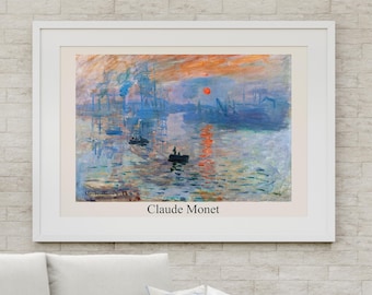 Digital download Claude Monet, Sunrise, Reproduction, Art print for wall decoration. Printable picture.