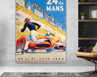 24H Le Mans Artistic Reproduction Canvas Print: Handmade Movie art