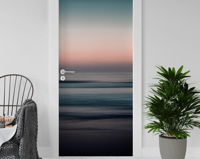 Sticker Decal for Door, Window, Fridge, Sea at Sunrise, Peel and Stick PVC