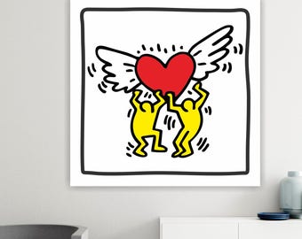 Keith Haring Winged Heart Canvas Print: Pop Art Reproduction, Ready to Hang