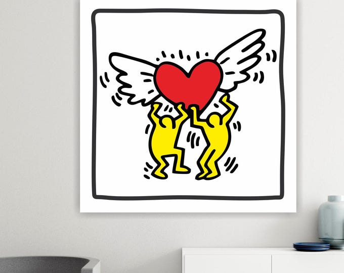Keith Haring Winged Heart Canvas Print: Pop Art Reproduction, Ready to Hang