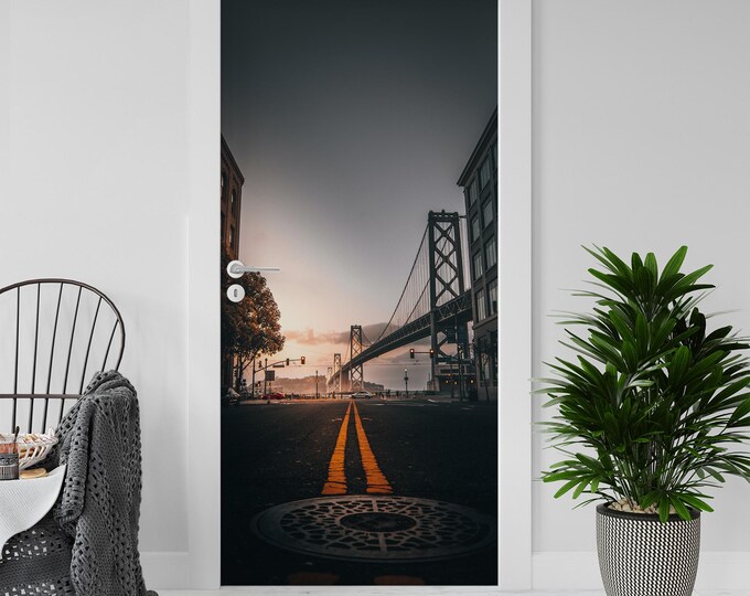 Sticker Decal for Door, Window, Fridge, NY Street, Peel and Stick PVC