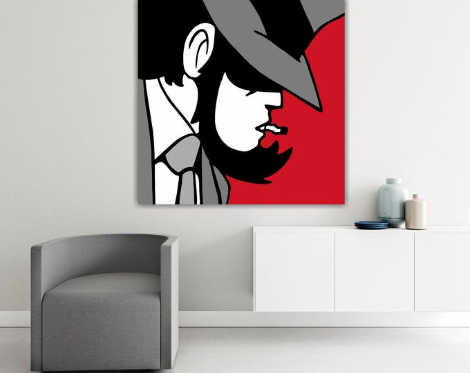 Lupin Jigen Squared, Artistic Reproduction Canvas Print: Handmade Italian Art Ready to Hang
