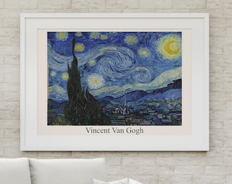 Van Gogh Starry Night Print: Famous Impressionist Wall Art (Digital Download)