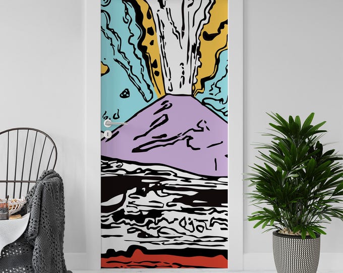 Sticker Decal for Door, Window, Vesuvio Pink Andy Warhol Reproduction , Peel and Stick