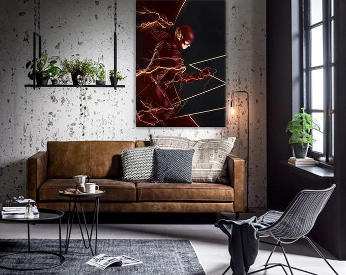 Flash Superhero Canvas Print: Artistic Reproduction, Ready to Hang or Rolled Canvas