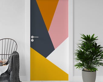 Sticker Decal for Door, Window, Fridge, Bauhaus Mondrian04, Peel and Stick PVC