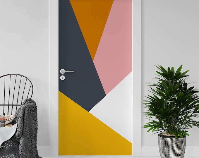 Sticker Decal for Door, Window, Fridge, Bauhaus Mondrian04, Peel and Stick PVC