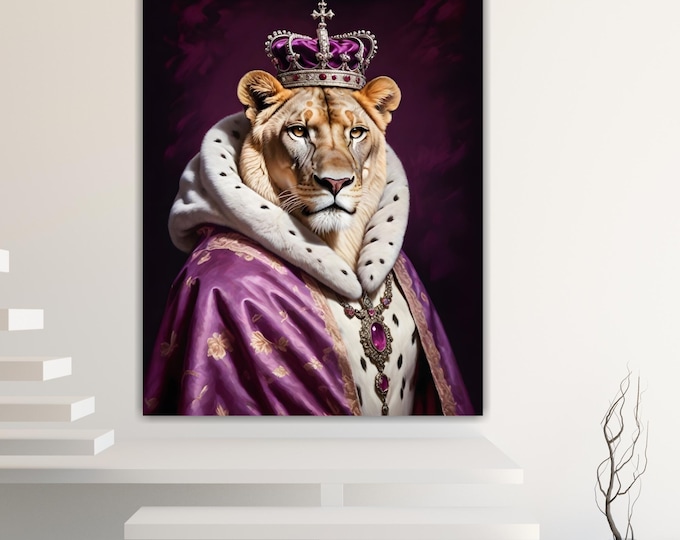 The Lioness Queen Noble Fashion Canvas Print: Pop Art Reproduction, Ready to Hang