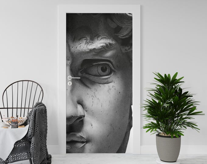 Sticker Decal for Door, Fridge, David Michelangelo Reproduction, Peel and Stick PVC