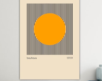 Bauhaus White and Yellow Ring Canvas Print: Art Reproduction Ready to Hang