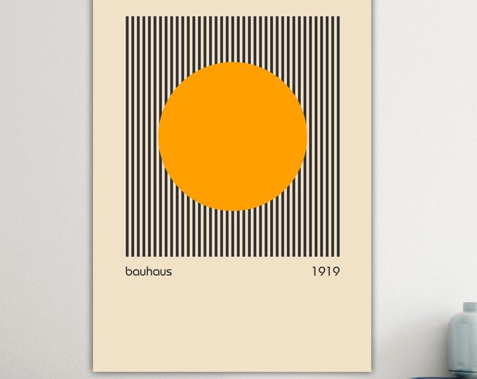 Bauhaus White and Yellow Ring Canvas Print: Art Reproduction Ready to Hang