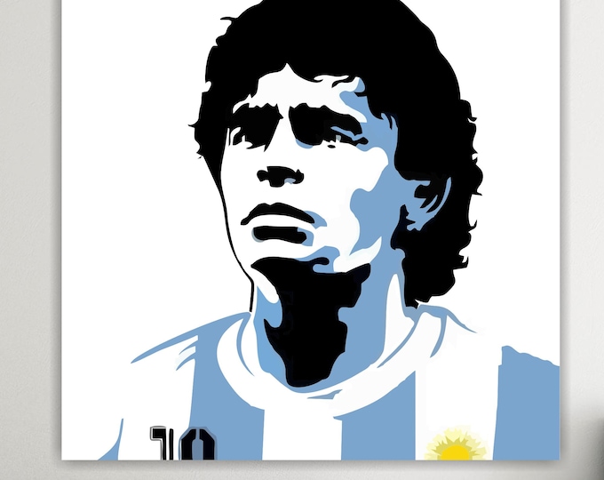 Maradona God Portrait Art Reproduction Canvas Print: Pop Art