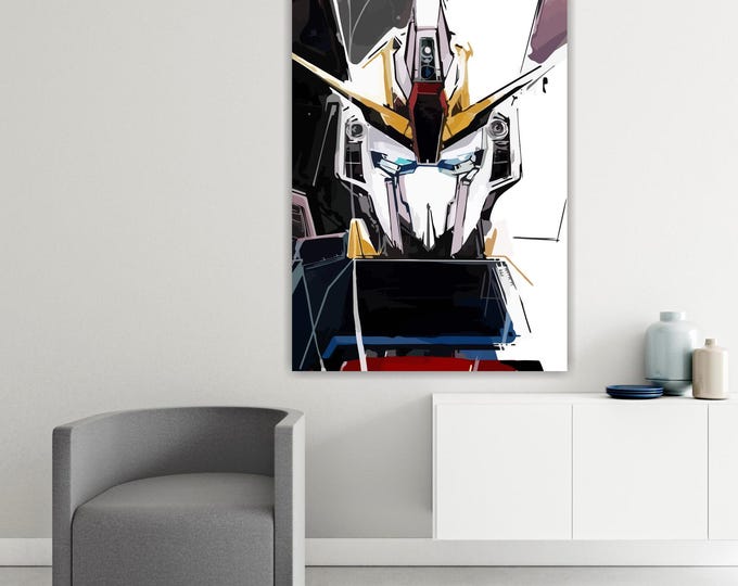 Gundam Artistic Reproduction Canvas Print: Handmade Anime Art, Ready to Hang or Rolled Canvas
