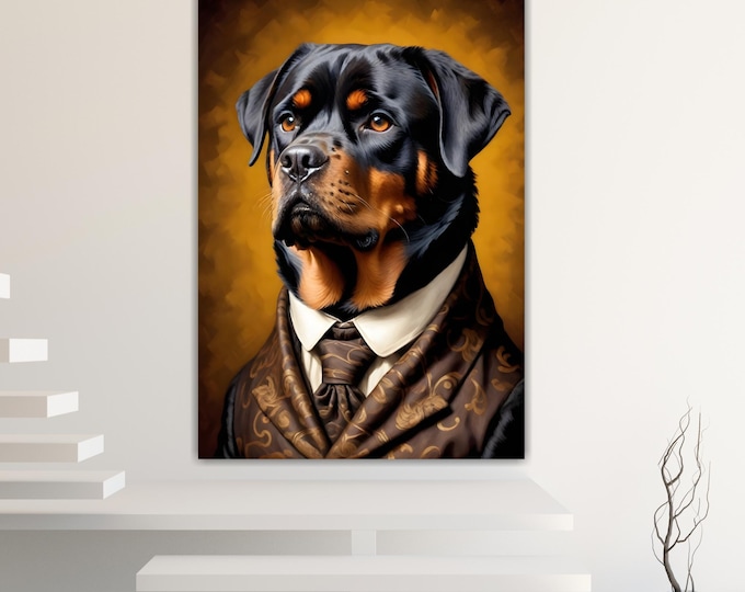 Rottweiler Noble Fashion Canvas Print: Pop Art Reproduction, Ready to Hang