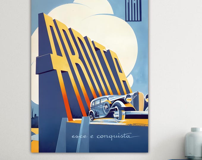 Vintage Fiat Ardita Artistic Reproduction Canvas Print: Handmade italian art