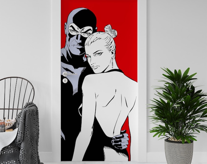 Sticker Decal for Door, Window, Fridge, Diabolik & Eva Red Back Reproduction, Peel and Stick