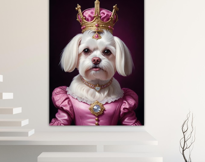 Maltese Dog Noble Fashion Canvas Print: Pop Art Reproduction, Ready to Hang