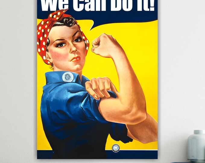 Girl Power Vintage Artistic Reproduction Canvas Print: Handmade italian art