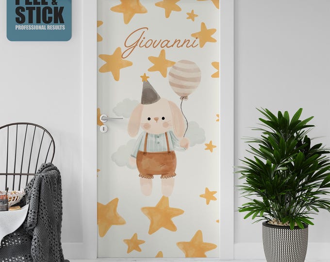 Sticker Decal for Door, Window, Fridge, Baby Rabbit, Peel and Stick PVC