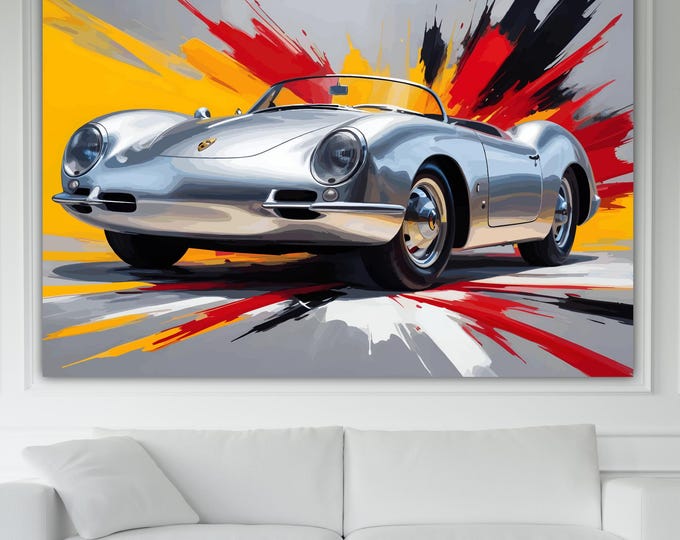 Vintage Car inspired to Porsche 550 Canvas Print: Automotive Reproduction Ready to Hang