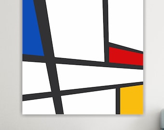 Mondrian Bauhaus01, Abrstract & Geometric Art: Handmade Canvas Print Ready to Hang