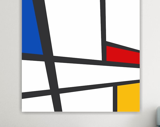 Mondrian Bauhaus01, Abrstract & Geometric Art: Handmade Canvas Print Ready to Hang