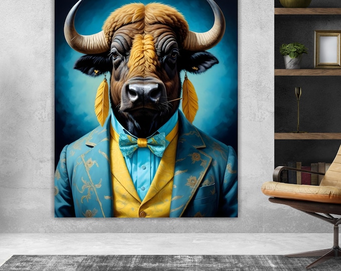 Buffalo Noble Fashion Canvas Print: Pop Art Reproduction, Ready to Hang