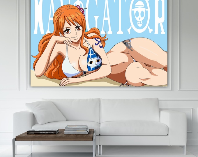 One Piece Nami Canvas Print: Handmade Anime Art - Ready to Hang or Rolled Canvas