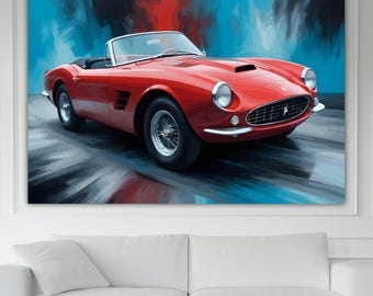 Vintage Car inspired to 250GT Canvas Print: Automotive Reproduction Ready to Hang